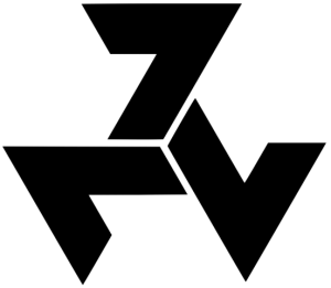Triskele mit kantigen Haken, schwarz auf transparentem Hintergrund